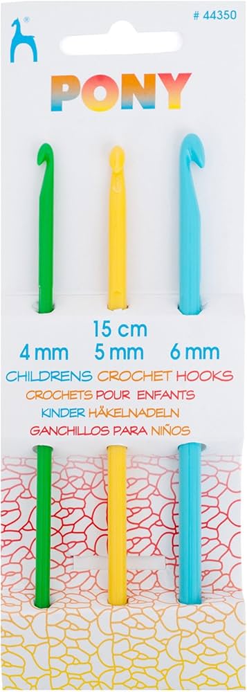 COLOURED CROCHET HOOK PLASTIC ASSORTED 15CM-44350