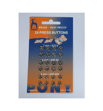 Press Buttons Assorted - Nickel 24C