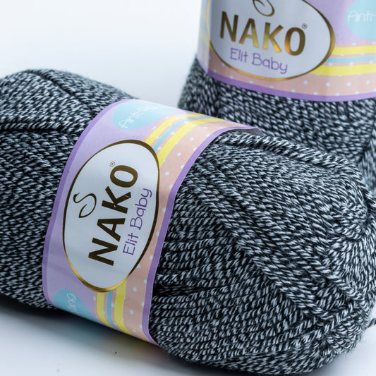 Nako Elit Baby Yarn - Black and White