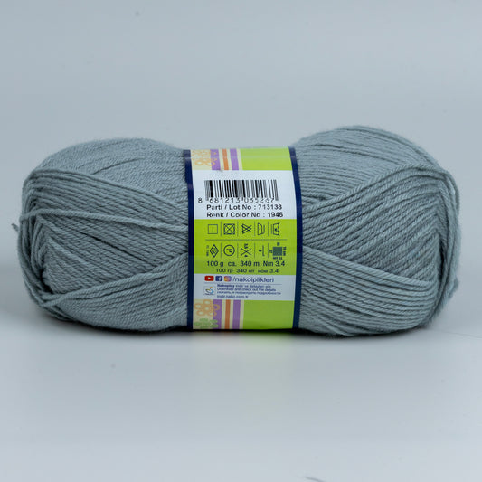 Nako Luks Minnos Yarn - Light Grey