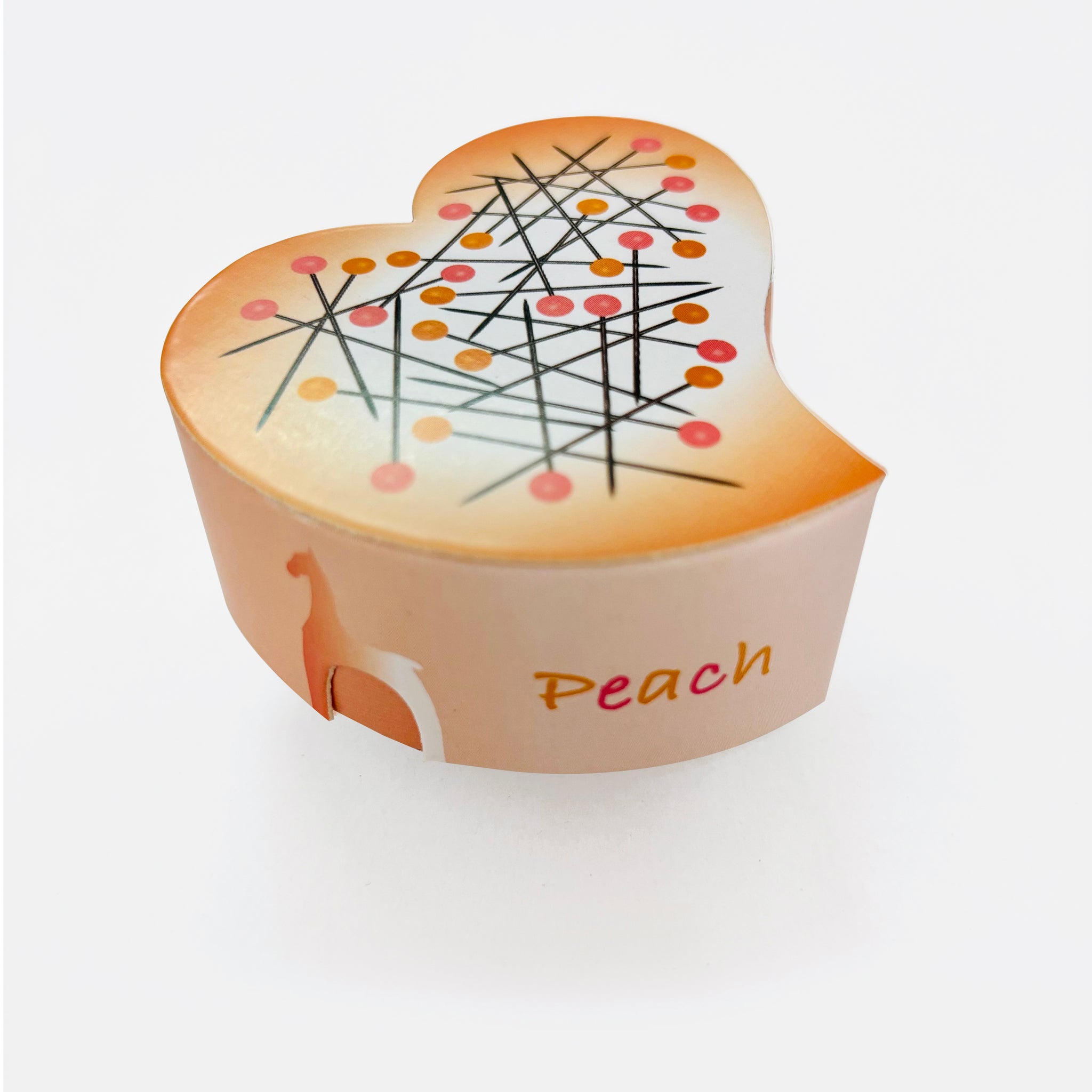 COLOURED HEAD PINS IN HEART SHAPED BOX (ORANGE&PINK) - 25GMS