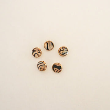 Metal Button Plain Round Zebra Print 12m