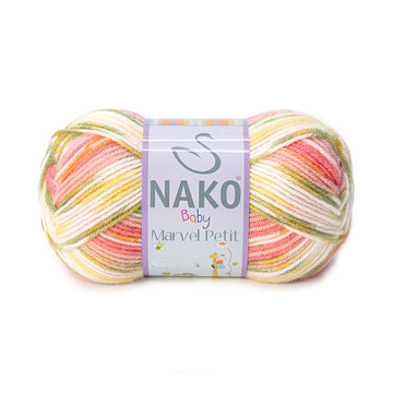 Nako Bambino Marvel Petit Yarn - Coral Salmon With White