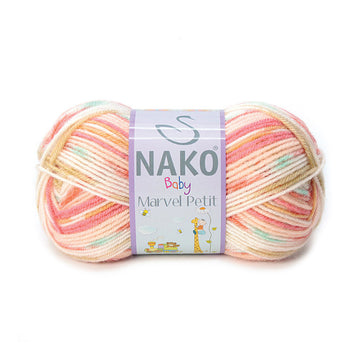 Nako Bambino Marvel Petit Yarn - Tangerina With White