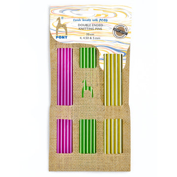 Double Ended Knitting Pin - Colour Anodised in Jute Case (Set of 2)