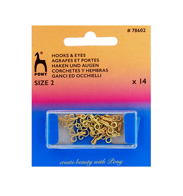 Hooks & Eyes 14c Size 2 - Brass