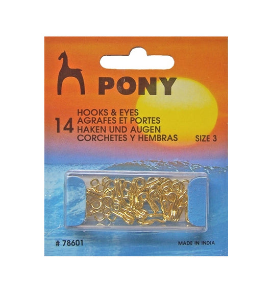 Hooks & Eyes 14c Size 2 - Brass