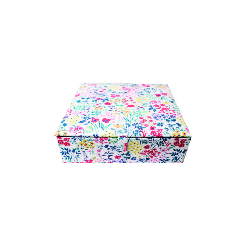 Sewing Box - Fabric Covered Wht Pink Flwrs